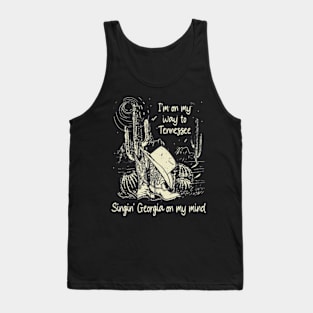 I'm on my way to Tennessee Singin' Georgia on my mind Western Cactus Boots Cowboy Tank Top